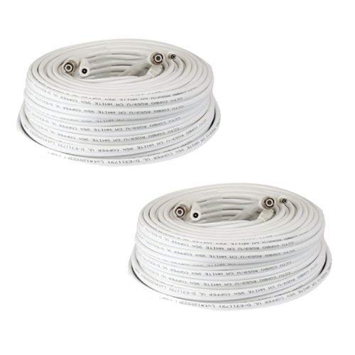 GW Security Premade 2 x 150ft RG59 Combo Siamese CCTV Coaxial Cable White for HD-SDI / HD-TVI Camera System with BNC Connector and 2.1mm Power Connector (White)