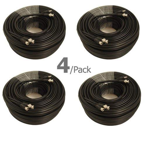 4 Pack UL Listed 25 ft Feet Video Power Cables Security Camera Extension Wires Cords with BNC RCA Connectors Pre-Attached for CCTV DVR Home Surveillance System