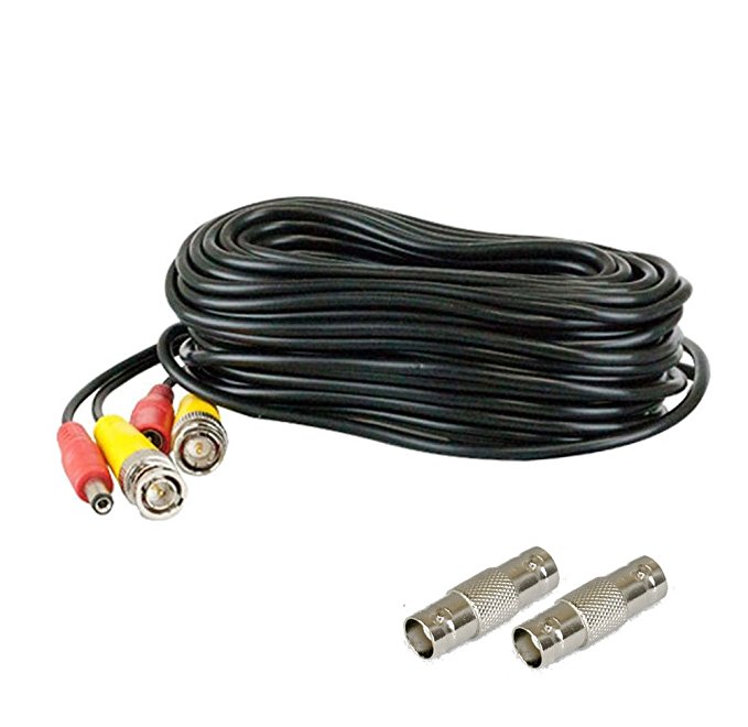 Pre-made All-in-One BNC Video and Power Cable Wire Cord with Connector for CCTV Security Camera (25Ft, 50Ft, 60Ft, 100Ft, 125Ft, 150Ft, 200Ft available)