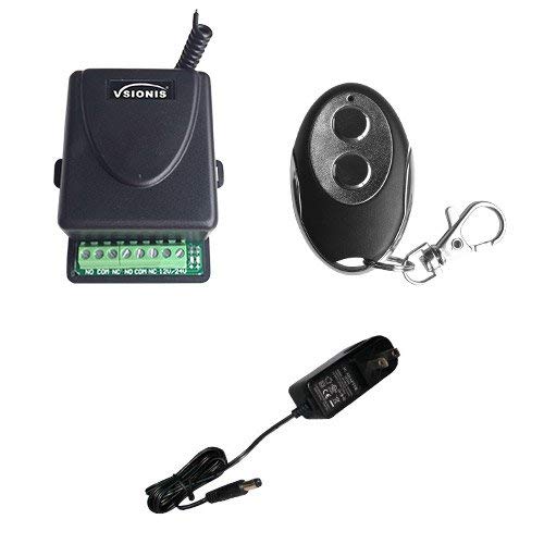 Visionis FPC-5368 1 Mini 315mhz Wireless Fixed Code Remote with Two Channel RF Receiver Momentary Switch and Power Supply Kit