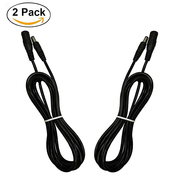 6ft DC 12V Plug Connector Power Adapter Extension Cable 2.1 × 5.5mm 20AWG Cord for CCTV Security Cameras Wireless IP Camera, LED Light Strip, Car, more ( 2 Pack)