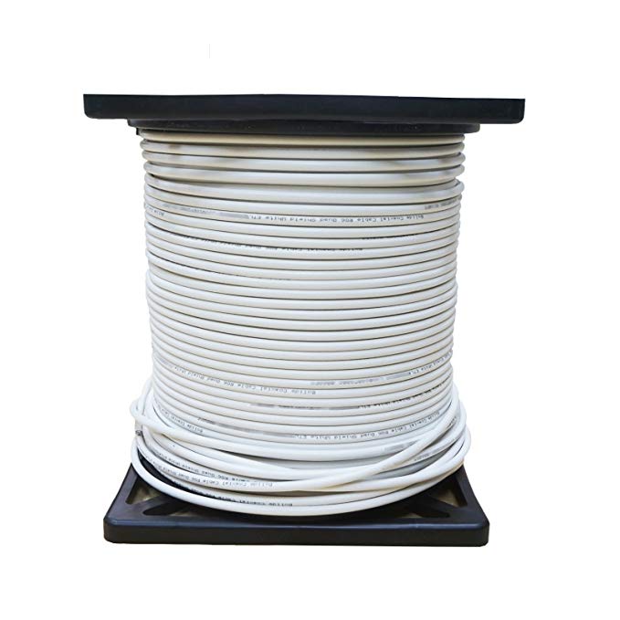 UL Listed RG6 18AWG Coaxial Cable, Quad Shielded, White, Spool, 1000 foot