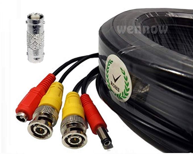 Wennow 4 PACK PREMIUM 100Ft. BNC EXTENSION CABLES FOR Night Owl SYSTEMS black color