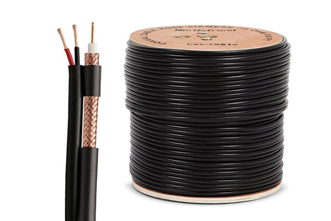 Nordstrand 500ft Siamese Coaxial RG59 Cable Wire for CCTV Security Camera - Combo Video & Power - 20AWG