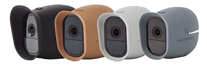 Wasserstein 4 x Silicone Skins Compatible With Arlo Pro & Arlo Pro 2 Smart Security - 100% Wire-Free Cameras — by (Black/Brown/Grey/Blue)