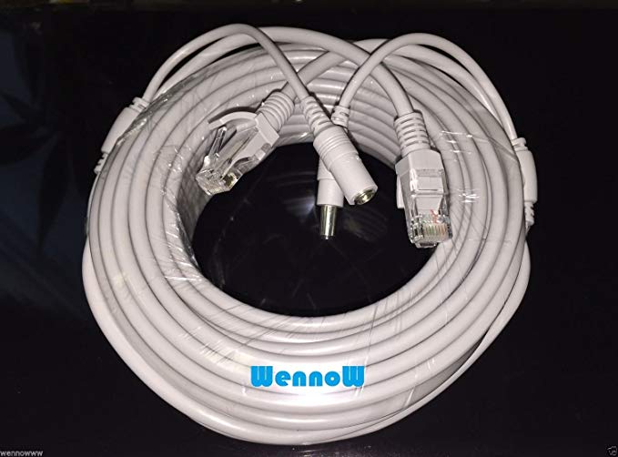 Wennow Gray 50ft Cat5E Network Ethernet LAN Video/Power Cable for CCTV IP Camera and wifi router