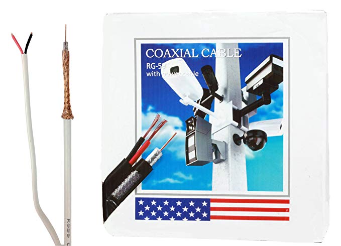 RG59 Siamese Coaxial CCTV Cable 500ft (20AWG) + Power Cable 18/2 (18AWG) - COMBO (WHITE) - WireShopper