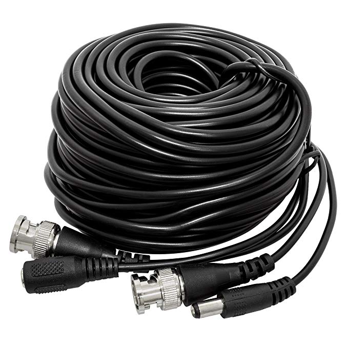 R-Tech CABLE-SIAMESE-60FT-B 60' Video & Power Siamese Cables Security Cameras - BNC/DC12V (Black)