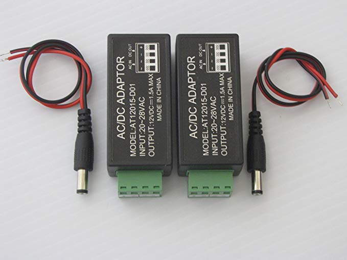 24V AC To 12V DC Convertor Power Supply Adaptor and DC 2.1mm For CCTV Security Camera System Pack of 2Pcs