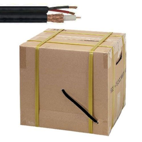 500ft RG59 18/2 18AWG Siamese Cable 95% Braid BLACK Surveillance Coaxial,Video & Power Security Camera CCTV System Cable in Easy Pull Spooled Box