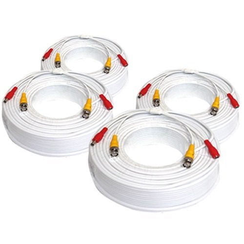 (4) Pack of 200ft 200 Feet All-In-One Siamese CCTV Security Camera BNC Video and Power Cable for Surveillance System