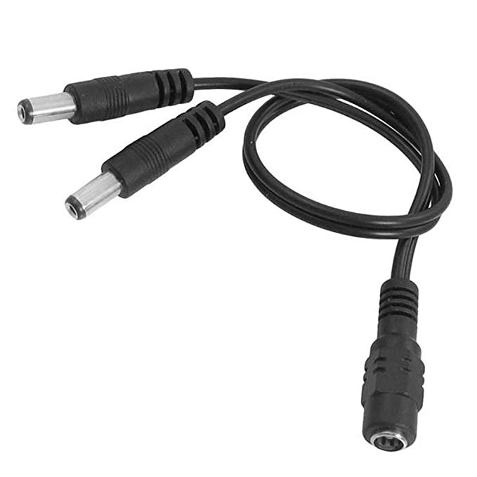 niceeshop(TM) Black 1 Female 2.1mm Jack to 2 Male 2.1mm Plug Power Supply Splitter Cable DC Power Y Adapter for CCTV