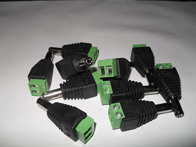 2.1mm x 5.5mm Male CCTV Power Plug Adapter - 100 Pack