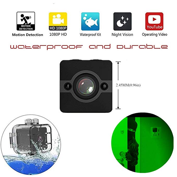 Mini Spy Hidden Camera, Waterproof Extreme Full HD Camera with 155° Wide-Angle Lens, Nanny/Housekeeper Cam with Night Vision & Motion Detection, Sports Action Cam with Mounting Accessories Kit