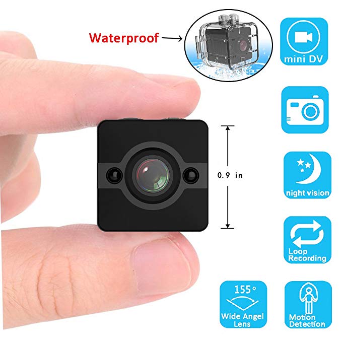 Spy Mini Camera, VESKYS Security Camera, 1080P HD Sport Camcorder Night Vision/Motion Detection Wide Angle FOV155 Small Hidden Surveillance Camera 30meters Waterproof for Home/Office/Outdoor