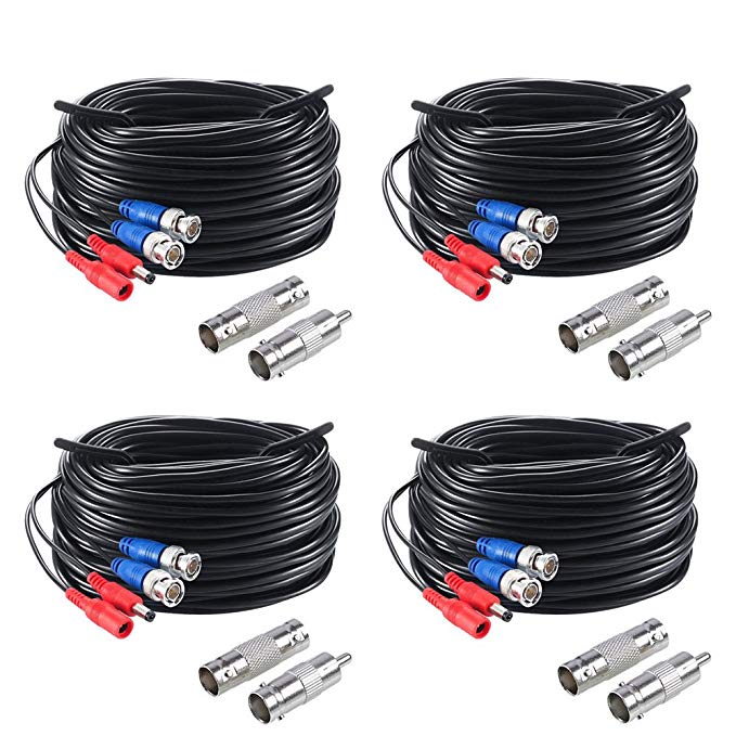 ZOSI 100ft BNC Video Male DC Power Jack Male/Female Extension Cable for CCTV Security Surveillance Cameras(30m)