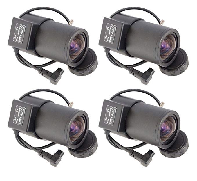 Evertech 4 Pcs 2.8-12mm Varifocal Auto Iris Lens for Professional CCD Cameras