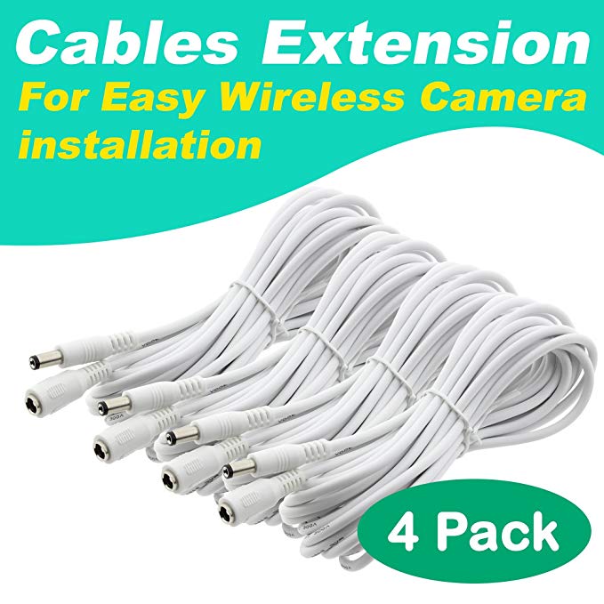 [4 Pack] Crystal Vision Premium HD Wireless Camera Power Extension for Crystal Vision